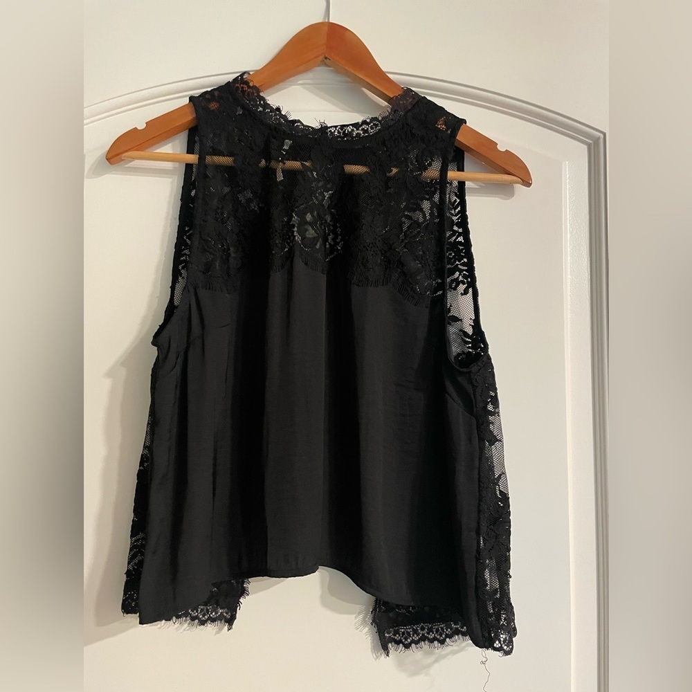 Free People Black Lace Open Back Sleeveless Camisole Top